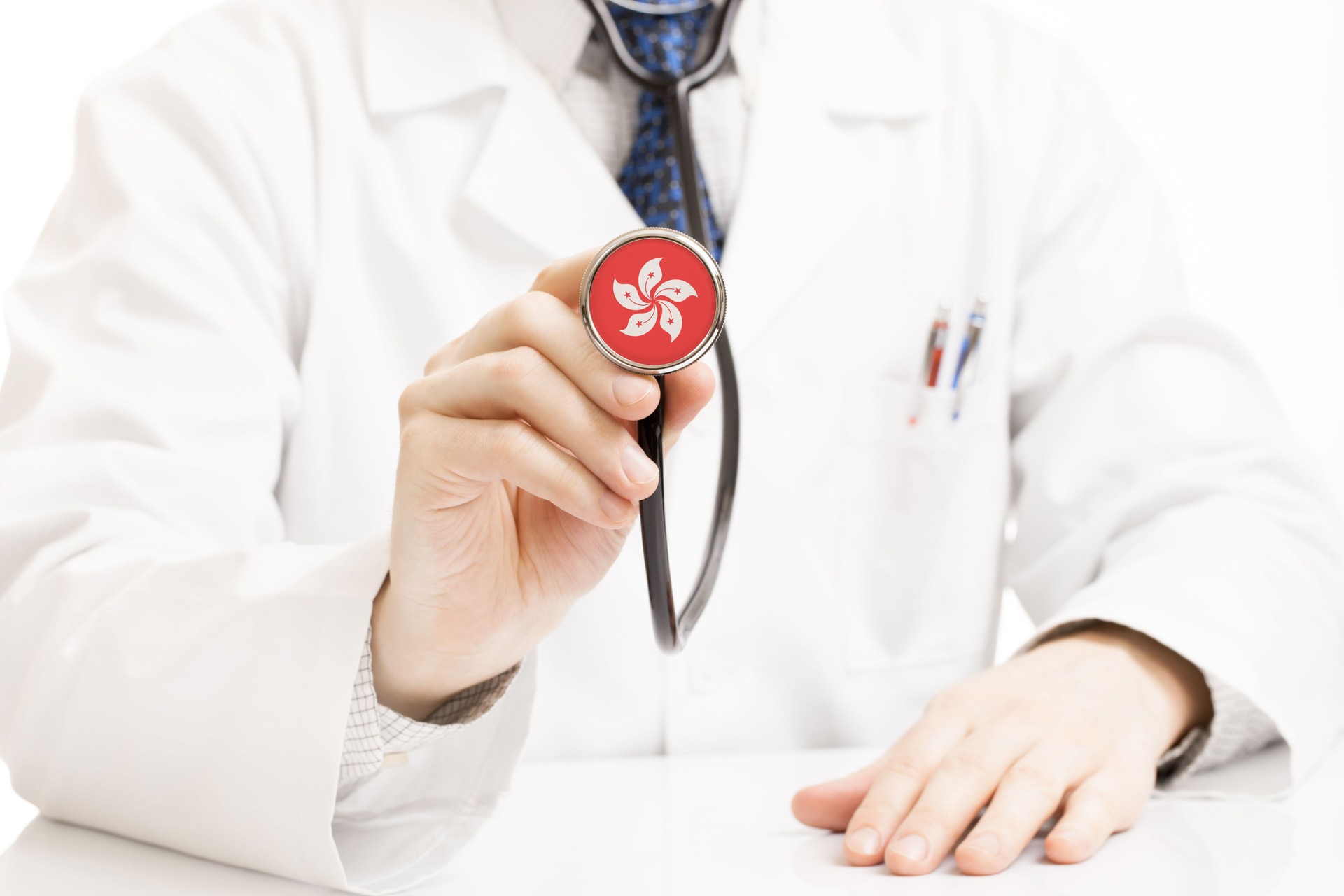 Doctor holding stethoscope with flag series - Hong Kong
